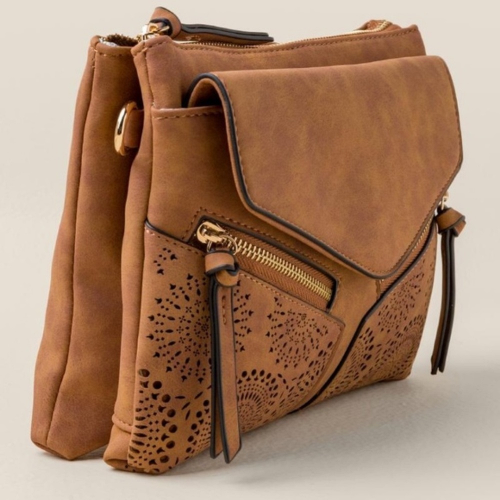 VIOLET RAY Cognac Crossbody Bag - Picture 3 of 8